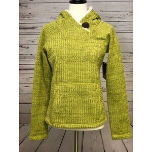 Koppen Sweater Small Knit Hoodie Green Hooded Knit Pullover Fleece Sherpa Lining